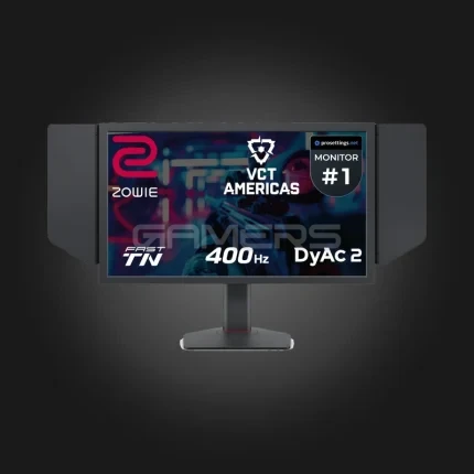 BenQ ZOWIE XL2566X+ 400Hz — წინა ხედი, ჩართული ეკრანით