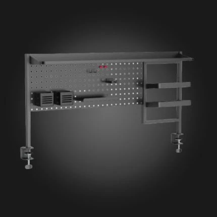 Vertex VX-PB-01B Clamp-On Multi-Purpose Pegboard Organizer Shelf (for 1200mm Desktops) Black — მაგიდის პეგბორდი
