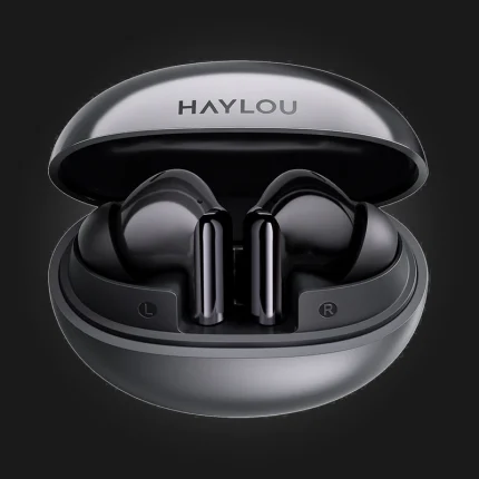 Haylou Flowbuds N55 Black — ყურსასმენები დამტენი ქეისის სხვა რაკურსით