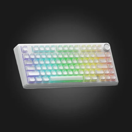 Solakaka A75 Crystal White — RGB განათებით, კლავიატურა გვერდითი რაკურსით