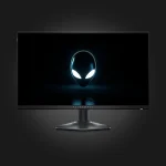 Dell Alienware AW2523HF — წინა ხედი, ეკრანზე Alienware-ის ლოგოთი