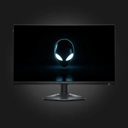 Dell Alienware AW2523HF — წინა ხედი, ეკრანზე Alienware-ის ლოგოთი