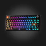 Epomaker TH80 V2 Pro Creamy Jade Switch Black — კუთხიდან ხედი RGB განათებით