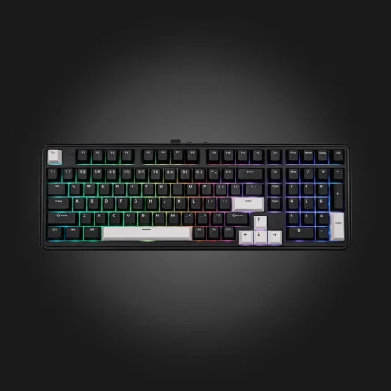 Epomaker TH99 ANSI (Cherry Profile) Sea Salt Silent Switch Black — ზედა ხედი RGB განათებით