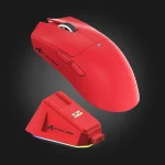 Attack Shark X11 Red წითელი მაუსი — დამტენ სადგამთან ერთად, რაკურსით