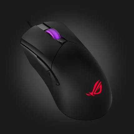 ASUS ROG Gladius III Core Black მაუსი — კუთხური ხედი