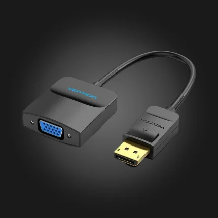 Vention DisplayPort to VGA 0.15m Black — DisplayPort შტეკერისა და VGA ბუდის ხედი