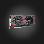 ASUS GeForce GTX 960 2GB DirectCU II — წინა ხედი, შავ-წითელი გაგრილების საფარი