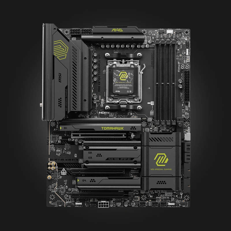 gge-46931-5fb61600351cc24d5d5a7063c11325261fe91b258e2a51c17a0084656805993a MSI MAG X870E TOMAHAWK WIFI — motherboard front view