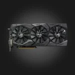 ASUS ROG Strix Radeon RX 580 8GB — ბარათის წინა ხედი და სამი ვენტილატორი