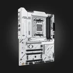 ASUS X870 MAX GAMING WIFI7 W — თეთრი დედაპლატის დახრილი ხედი