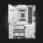 ASUS X870 MAX GAMING WIFI7 W — თეთრი დედაპლატის წინა ხედი