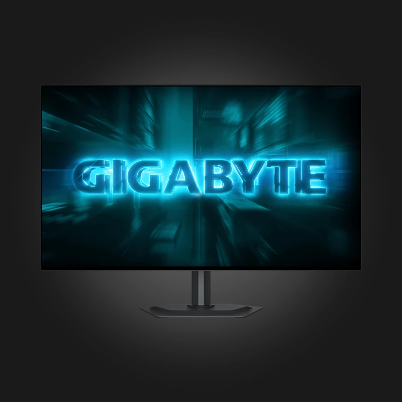 Gigabyte GO27Q24G EK — view 1 Gigabyte GO27Q24G EK შავი მონიტორი — წინა ხედი