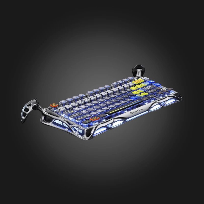 gravastar-k1pro-silver GravaStar Mercury K1 Pro Interstellar Silver კლავიატურა — სრული წინა ხედი