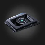 LLANO V12 No RGB Black — შავი სადგამის ზედა ხედი, ვენტილატორი და ციფრული ეკრანი