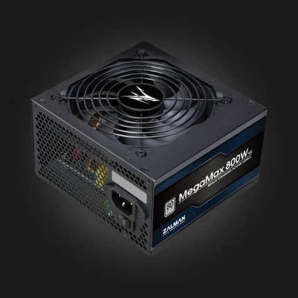 Zalman MegaMax 800W ZM800-TXIIv2 კვების ბლოკი — ვენტილატორისა და დენის შესაერთებლის ხედი